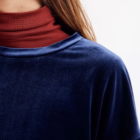 MADEWELL Blue Velour Crewneck Sweatshirt XL - Picture 3 of 10